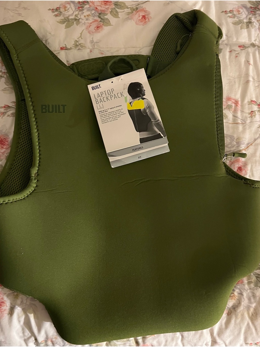 BUILT Olive Green Laptop Backpack NWT fits 17”
